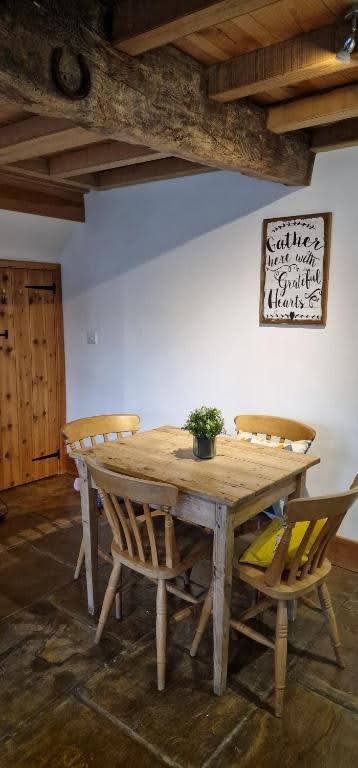 Dining table under the beams